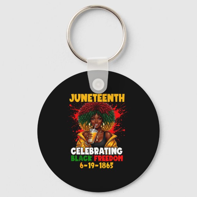 Porte-clés Juneteenth célébrant la liberté noire 1865 afro (Recto)