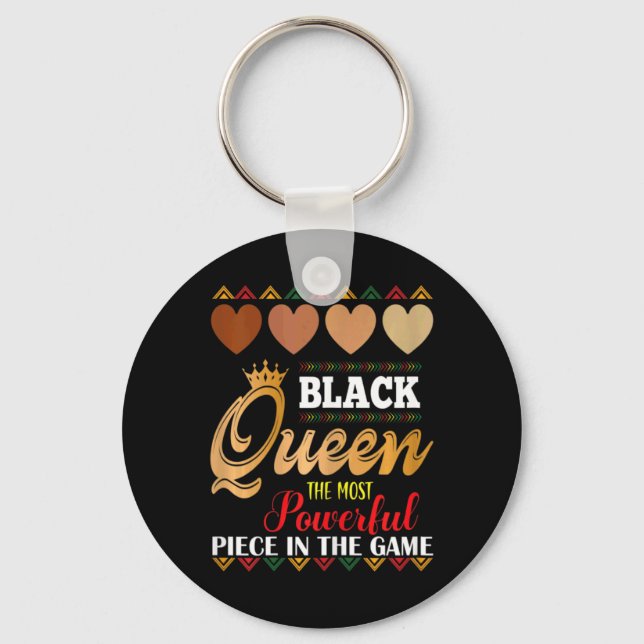Porte-clés Juneteenth reine noire la plus puissante des échec (Recto)