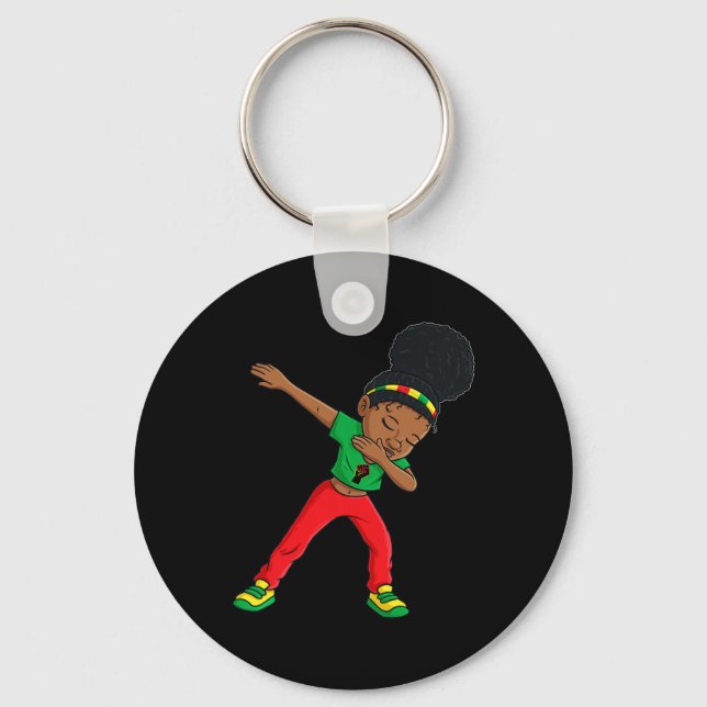 Porte-clés Junetten Dabbing Black Princess Cute Brown Skin (Recto)