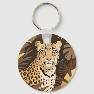 Porte-clés Jungle Bohème Léopard Doré Faune 
