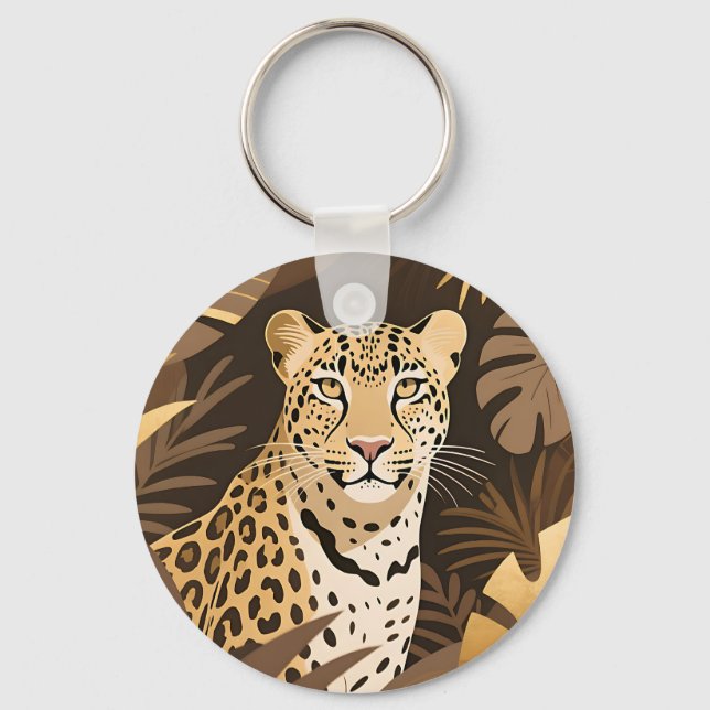 Porte-clés Jungle Bohème Léopard Doré Faune  (Recto)