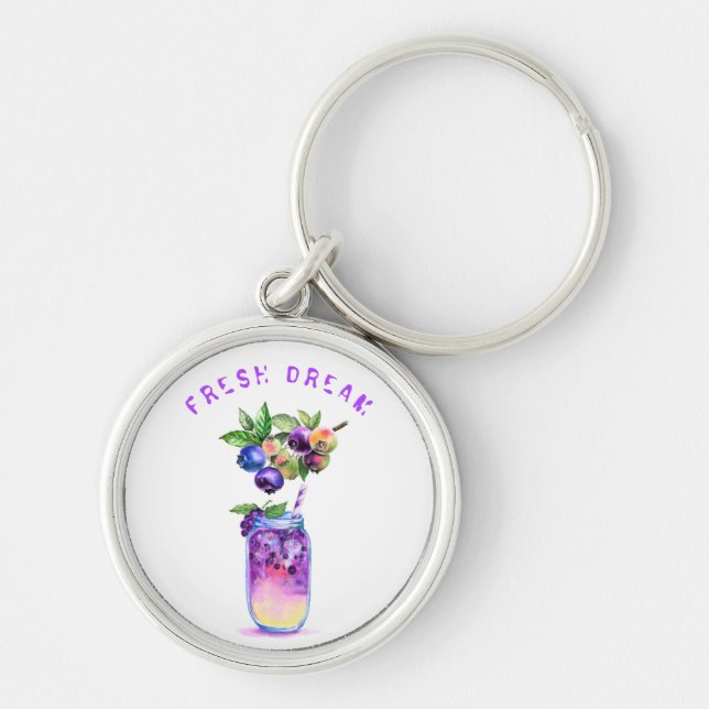 Porte-clés Jus de bleuets Cool Boire des fruits Porte - clé (Devant)