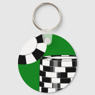 Porte-clés Jus de poker blanc noir sur vert
