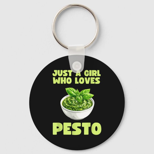 Porte-clés Just A Girl Who Loves Pesto Basil Pasta Italian Ad (Recto)