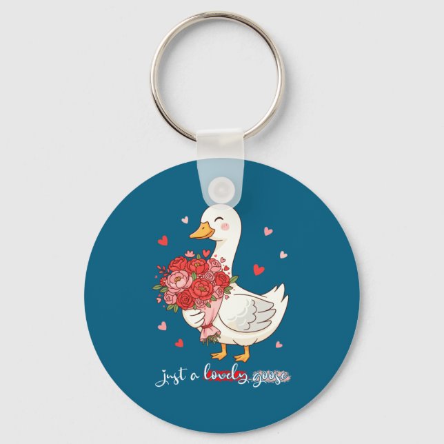 Porte-clés Just A Lovely Goose Bouquet Roses Floral Valentine (Recto)