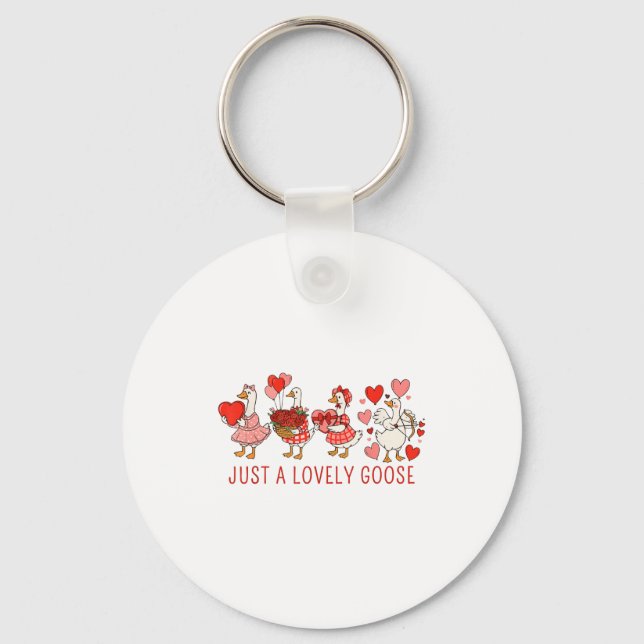 Porte-clés Just A Lovely Goose Valentines Day Cute Heart Goos (Recto)