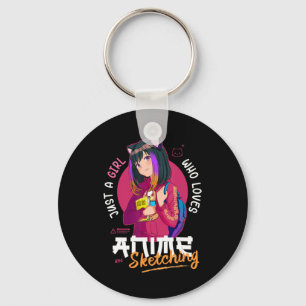 Porte-clés Just Girl Love Anime Sketching Ramen Manga Otaku