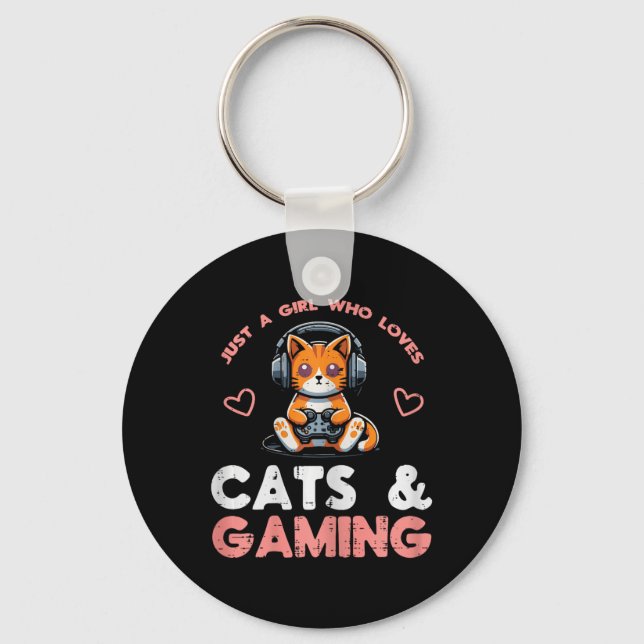 Porte-clés Just Girl Who Loves Cats Gaming Gamer Girls Kids W (Recto)