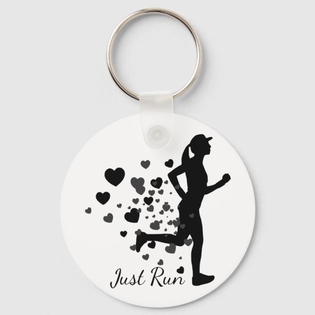 Porte-clés Just Run Fun Love Running Heart (Recto)