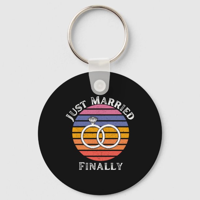 Porte-clés Juste Marié Finalement Marié Amusant Marié (Recto)