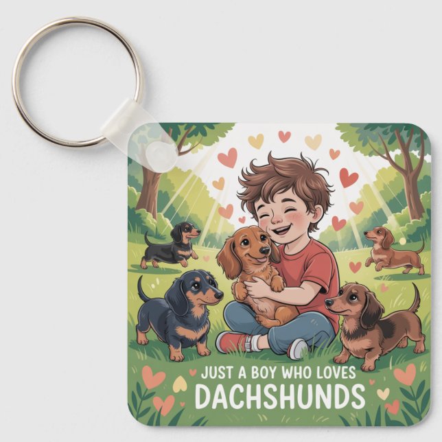 Porte-clés Juste Un Garçon Qui Aime Les Dachshunds (Recto)
