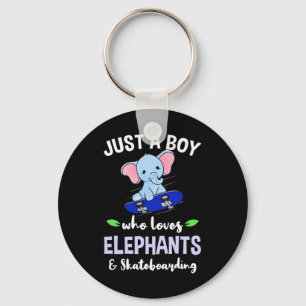 Porte-clés Juste un garçon qui aime les éléphants et le skate