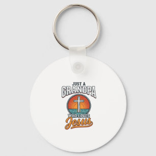 Porte-clés Juste un grand-père qui aime Jésus Vintage Cross S