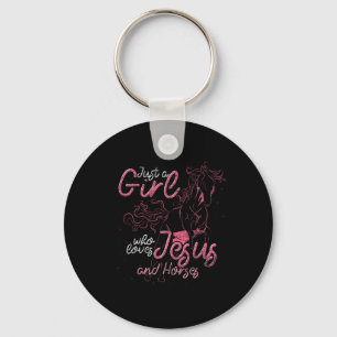 Porte-clés Juste Une Fille Qui Aime Jésus Et Cheval Cheval Ch