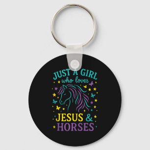 Porte-clés Juste une fille qui aime Jésus et les chevaux - Ch