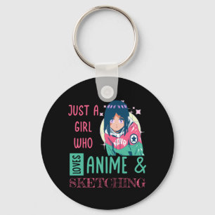 Porte-clés Juste une fille qui aime l'anime et le croquis