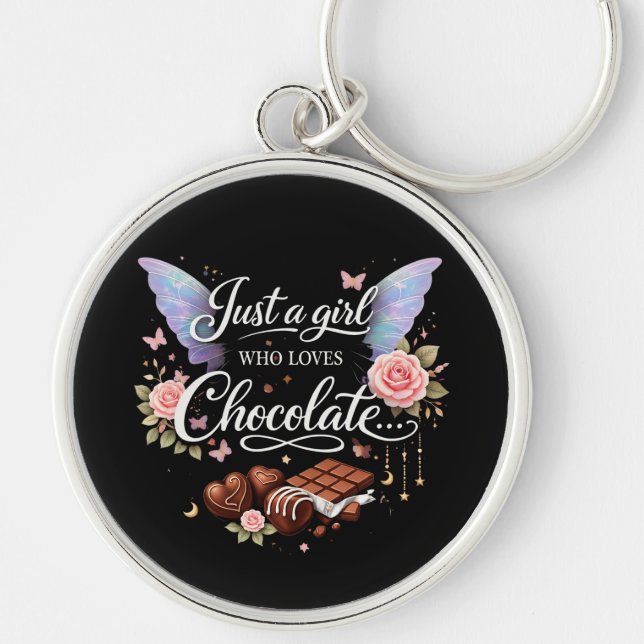 Porte-clés Juste une fille qui aime le chocolat (Devant)