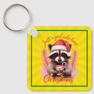 Porte-clés Juste une fille qui aime le Raton laveur de Noël-7