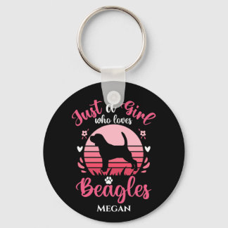 Porte-clés Juste une fille qui aime les Beagles Personnalisé