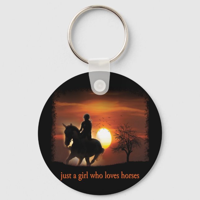 Porte-clés juste une fille qui aime les chevaux (Recto)