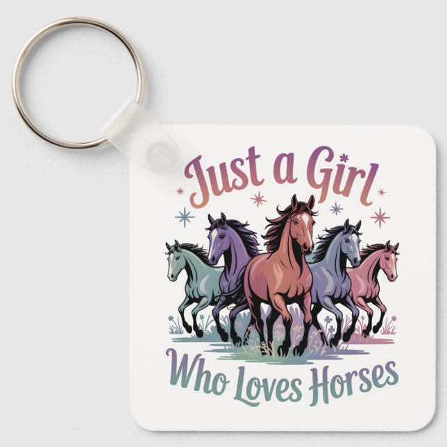 Porte-clés Juste une fille qui aime les chevaux (Recto)