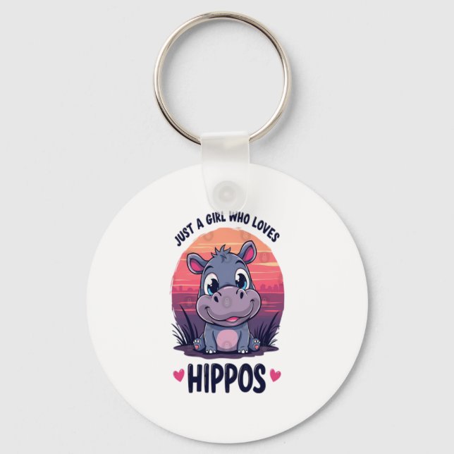Porte-clés Juste une fille qui aime les hippopotames - Bébé m (Recto)