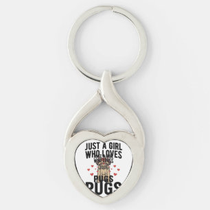 Porte-clés Juste Une Fille Qui Aime Les Pugs Chemise Vintage