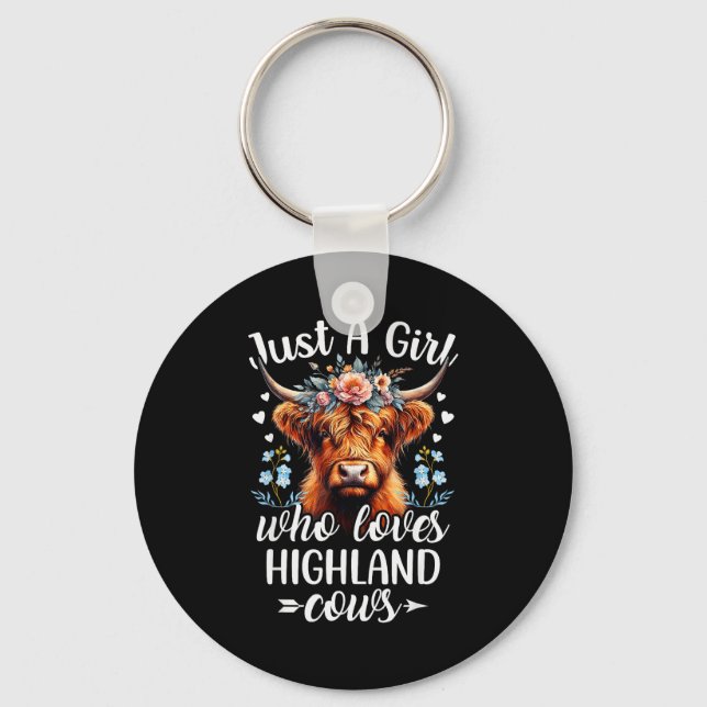 Porte-clés Juste Une Fille Qui Aime Les Vaches Highland Écoss (Recto)