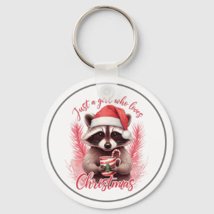 Porte-clés Juste une fille qui aime Noël Raccoon-71692