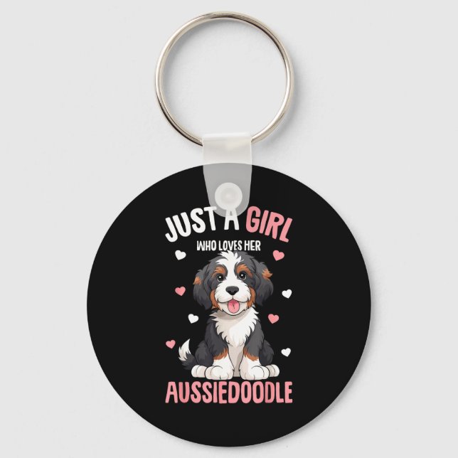 Porte-clés Juste une fille qui aime son Aussiedoodle Aussie D (Recto)