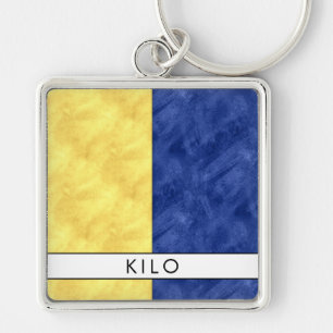 Porte-clés K Kilo Nautical Signal Flag + Your Name