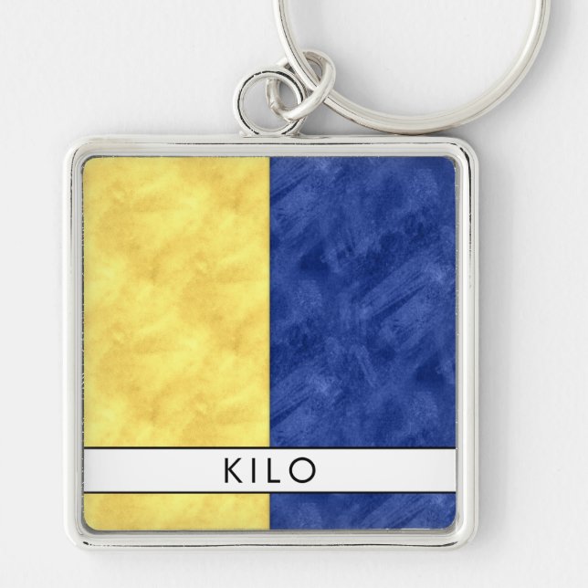 Porte-clés K Kilo Nautical Signal Flag + Your Name (Devant)
