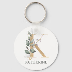 Porte-clés K Monogramme Floral Personnalisé