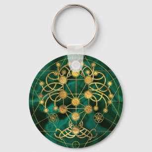 Porte-clés Kabbalah L'arbre de vie - Malachite