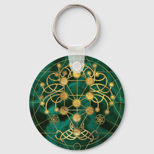 Porte-clés Kabbalah L'arbre de vie - Malachite (Recto)