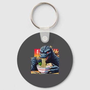 Porte-clés Kaiju drôle mangeant un bol de ramen amant de mons