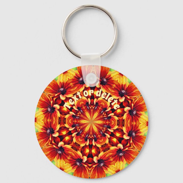 Porte-clés Kaleidoscope à fleur orange (Recto)