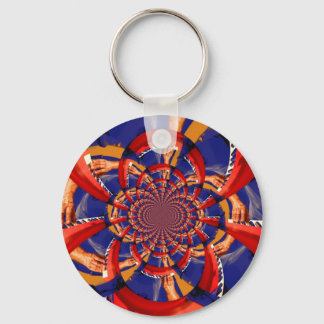 Porte-clés kaléidoscope main jeu clavier rouge orange bleu