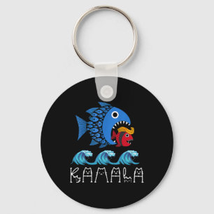 Porte-clés Kamala contre Trump Vague Bleue Gros Poisson Mange