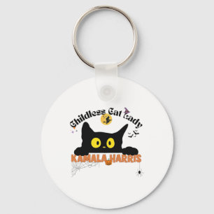 Porte-clés Kamala Harris Halloween Chat sans enfant Lady Elec