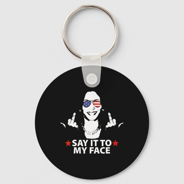 Porte-clés Kamala Harris Middle Finger Le Dire À Mon Visage 2 (Recto)