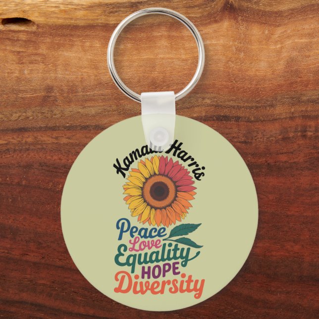 Porte-clés Kamala Harris Peace Love Equality Hope Diversity (Recto)