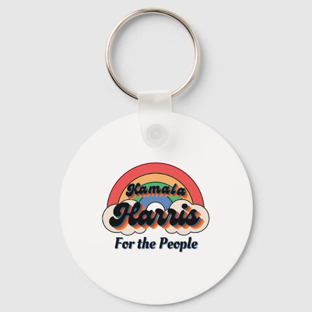 Porte-clés Kamala Harris Retro Rainbow Design (Recto)