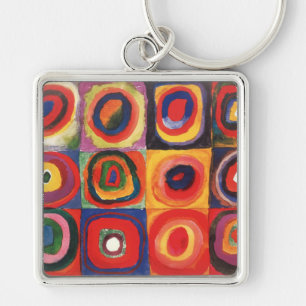 Porte-clés Kandinsky Farbstudie Cercles Carré Quadrate Art