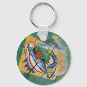 Porte-clés Kandinsky rouge ovale Abstraite oeuvre d'art vert