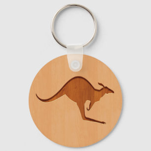 Porte-clés Kangaroo silhouette engraved on wood design
