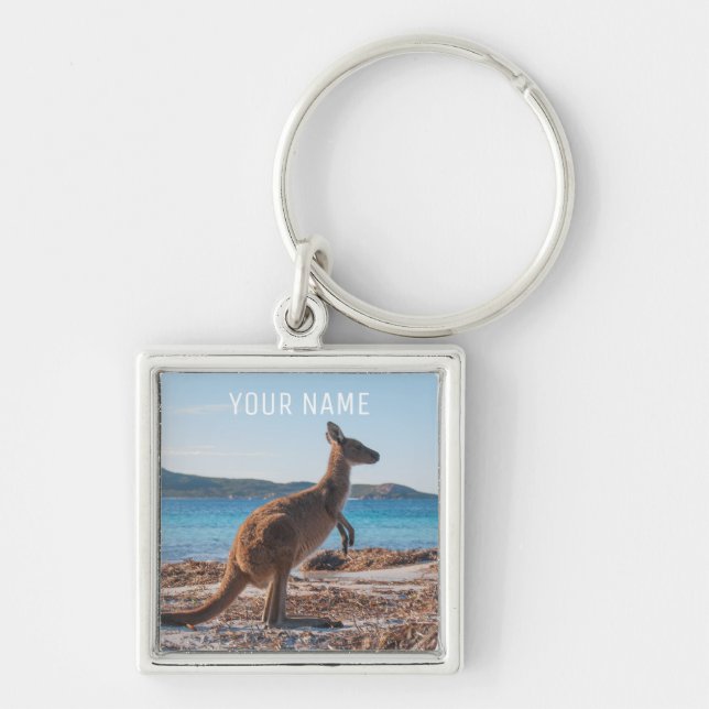 Porte-clés Kangaroo sur la plage Lucky Bay Australie (Devant)