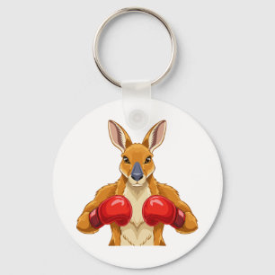 Porte-clés Kangourou animé avec des gants de boxe rouges 