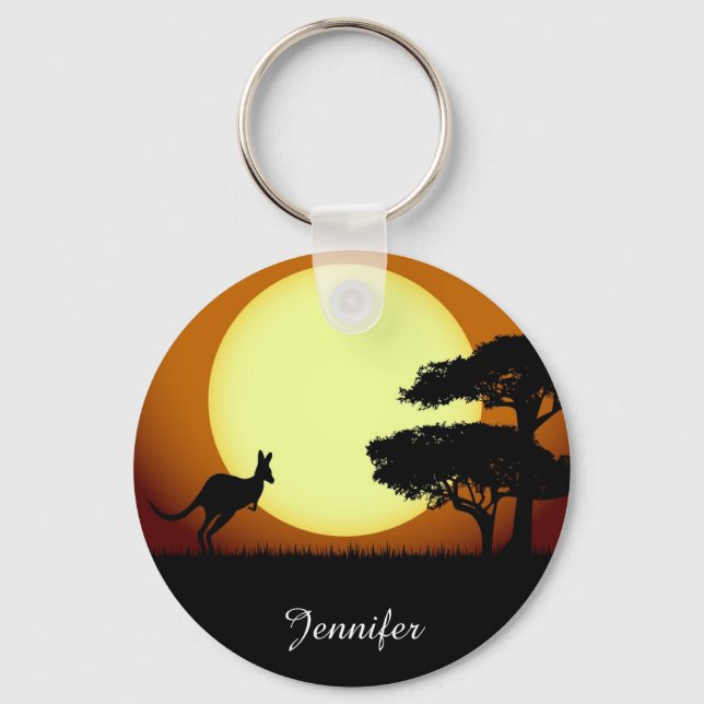 Porte-clés Kangourou au nom du coucher du soleil (Recto)