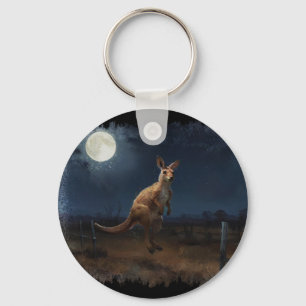 Porte-clés Kangourou qui saute & pleine lune